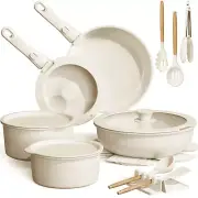Astercook 20 Piece Ceramic Pots and Pans Set Non Stick Cookware