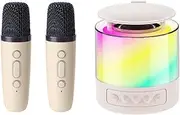 Wireless Karaoke Machine | Speaker Microphones Set,Karaoke Machine for Adults Kids Speaker with Wireless Microphones and Light for Parties