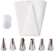 8 PCS/Set Silicone Kitchen Accessories Icing Piping Cream Pastry Bag + 6 Stainless Steel Nozzle Set DIY Cake Decorating Tips Set(04)