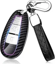 HIBEYO Key Fob Cover Compatible with Suzuki Swift Vitara Grand Ii Sx4 Baleno Kizashi Jimny Ignis Car Accessories ABS Smart Remote Auto Key Case with Key Chain(Corbon Fiber Black)