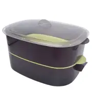 Tupperware Oval Stack Cooker Microwave Meal Maker Set Purple Green 6 Pieces