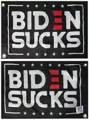Biden Suks Trump 2024 Black Double Sided 12"x18" Boat Car Flag Black Header