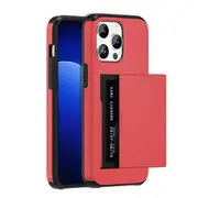 ZUSLAB for Apple iPhone 15 Pro Max Case Slide Armor Card Holder Protective Shockproof Hard Back Cover (2023) - Red