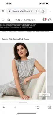 nwt ANN TAYLOR 2025 fully lined sequin mini dress cap sleeve midi 6