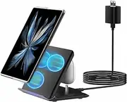 [2C2Y] Wireless Charger for Samsung Galaxy Z Fold, 2 in 1 Fast Wireless Charging for Galaxy Z Fold 6/5/4/3, 3-Coils Charging Station for Google Pixel 9/Galaxy Z Flip/S & Note Series, Galaxy Buds-Black