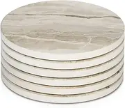LIFVER Coasters Glasses, Set of 6 Glass Coasters in Marble Style, Absorbent Coasters with Cork Base, Ceramic Coasters for Home Decor, Christmas, for Bars, Cafés, Home, Party, Office