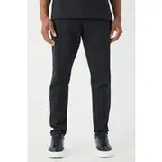 Mens Black Slim Tapered Interlock Pintuck Jogger