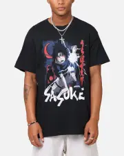 [GOAT CREW] Goat Crew X Naruto Sasuke Premium Vintage T-shirt Black - Size L L Black