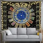 feelacle Tarot Tapestry Zodiac Tapestry Constellation Tapestry 80" X 60" Astrology Wall Hanging Party Decorations Home Decor For Bedroom Living Room Dorm (200 X 150cm)