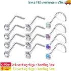 4PCS Nose Rings Piercing Studs Ear Opal Zircon Surgical Steel Body Jewellery
