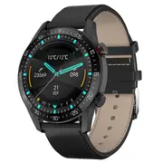 SK7 Plus Smart Bluetooth Call Music Player AI Voice ECG Monitoring Mens Sports Fitness Tracker Watch - black leather