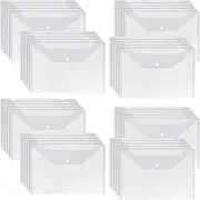 40 Pcs A4 Document Envelope Folders, Clear Letter Size Folders, Snap Closure File Bags, Waterproof Plastic Document Stationery, Envelope Document Organizers Folder for School Home Office Supplies (40)