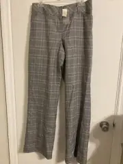 Ann Taylor Loft Women's Pants 10 Gray Pink Plaid Check Bootleg Stretch #1639