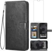 Compatible with Google Pixel 3 XL Wallet Tempered Glass Screen Protector Leather