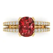 3.50 Cushion Cut Natural Red Garnet Promise Bridal Wedding Ring 14k Yellow Gold