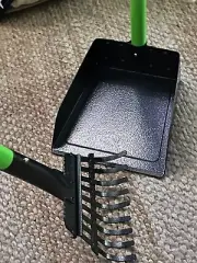 Pooper Scooper Dog Long Handle Stainless Metal Tray & Rake Pet Set Green New Kit