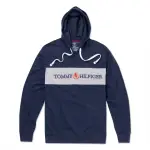 【TOMMY HILFIGER】TOMMY 經典刺繡文字LOGO連帽T恤 上衣-深藍色(平輸品)