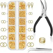 Anezus 1200PCS Jump Rings for Jewelry Making Kit, Gold, Jewelry Making Supplies and Necklace Repair, Modern Style, Small Size, Not Foldable