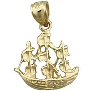 14K Gold Sailing Pirate Ship Charm
