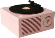 Vinyl Record Player Style Bluetooth Speaker Old Fashioned Classic Style Pink Cut