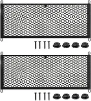 HOHOVYVY 2PCS 25 * 60CM Car Storage Net Bag with Plastic frame,Oversized RV Car Storage Boat Cargo Pocket Organizer Frame Mesh Bag With Screws