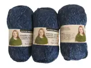 Lot of 3 Skeins Loops & Threads Charisma Heather Denim #5 Bulky Yarn Acrylic