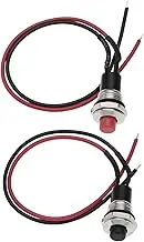 2Pcs Electric Guitar Kill Switch 10mm Round Button Switch Momentary Push Button Switch with Cable for Electric Guitar and Home Appliances