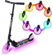 Aero 2 Wheel Kick Scooter for Kids Ages 5-7 or 5-8 or 6-10 or 6-12 with Dynamic Lights, Scooters for Boys and Girls 6 Years and Up with Light up Wheels and Deck