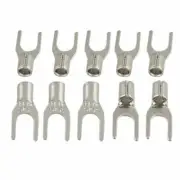 A● 10 Pcs 4.3mm Uninsulated Crimp Spade Fork Terminal Cable Lug