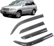 Side Window Wind Deflectors Visors Black Rain Guard Door Visor Vent Shades Dark Smoke Ventvisor Compatible with Toyota Highlander 2001-2019(Compatible with XU20 2001-2007)