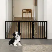 3 Panel 61cm Petzly Pet Gate Dog Fence Safety Barrier Security Door Black