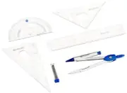 Six Piece Geometry Tool Kit with Pouch, Assorted Colors, (14564)
