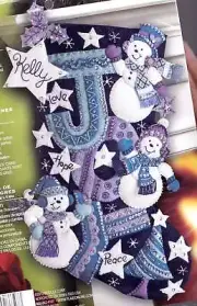 DIY Bucilla Joy Snowmen Snowman Purple Christmas Felt Stocking Kit