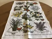SOUVENIR 100% PURE COTTON TEA TOWEL - UNUSED - WILD FLOWERS OF SCOTLAND