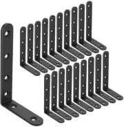 20 PCS Black Corner Bracket Heavy Duty Shelf Brackets 5 x 3 Inch L Corner Br...