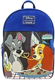 [Loungefly] x Disney Lady and the Tramp Tony's Restaurant Mini-Backpack, Blue Multi, One Size, Compact