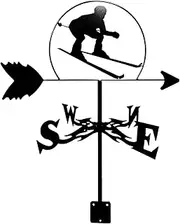 Wind vanes, Outdoor Garden Motor Skiers Lighthouse Metal Weathervane, Stainless Steel Weather Vane with Roof Mount Wind Direction Indicators Professional Measuring Tools