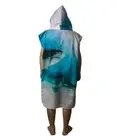 Sea Shark Hooded Towel Poncho Surf Spa Swim Beach Changing Robe Adult Kid Gift