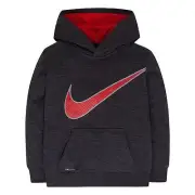 ]NIKE Boy's Therma-FIT Fleece Space-Dyed Hoodie ** BLACK HEATHER/RED ** NWT