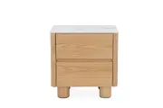 MD Calvin Solid Timber Ceramic Top 2 Drawer Bedside Table