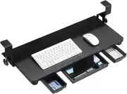 Keyboard Tray under Desk with Drawer,26.77" X 11.81" Keyboard Tray with C Clamp-