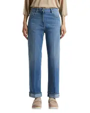Peserico Mid Rise Denim Trousers in Space Blue