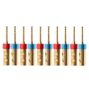 10pcs Gold Plated Red Copper 2mm Pin Banana Plugs for Audio Speaker Wire