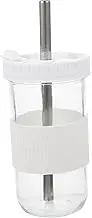 OFFSCH 1 Set Glass Water Cup with Lid and Straw Versatile Drinking Mug for Iced Tea Juice Beer and Cocktails for Home Office Use