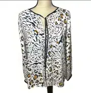 White House Black Market Animal Print Blouse Shirt Top Leopard Oversized NWT