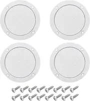 uxcell 4 Pcs 3inch Black Speaker Grill Mesh Metal Woofer Guard Protector Dust Cover White Decorative Circle ABS Frame with Screws for Home Audio Car Speaker Replacement