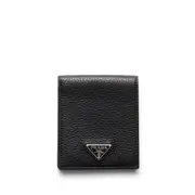 [Prada] Prada Enamel Triangle-logo Wallet ONE SIZE BLACK