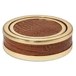 Aerin Classic Croc Embossed Leather Coasters in Chestnut, Set of 4