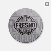Fresno City USA Grunge | 4'' X 4'' Round Decorative Magnet
