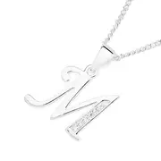 Silver Cz 'm' Initial Pendant in Clear